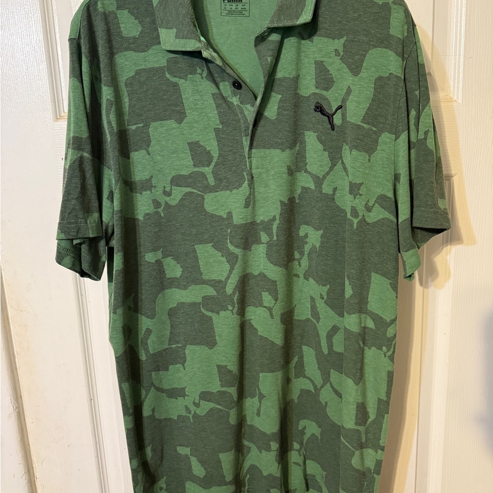 Puma Green Camouflage Polo Shirt - Men’s XL